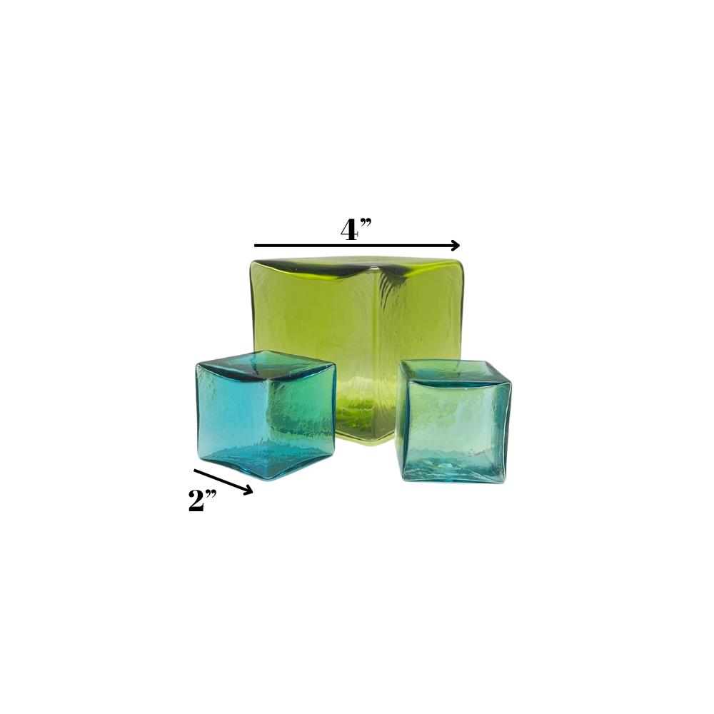 Cube set of 3-Lime 4 Aqua 2