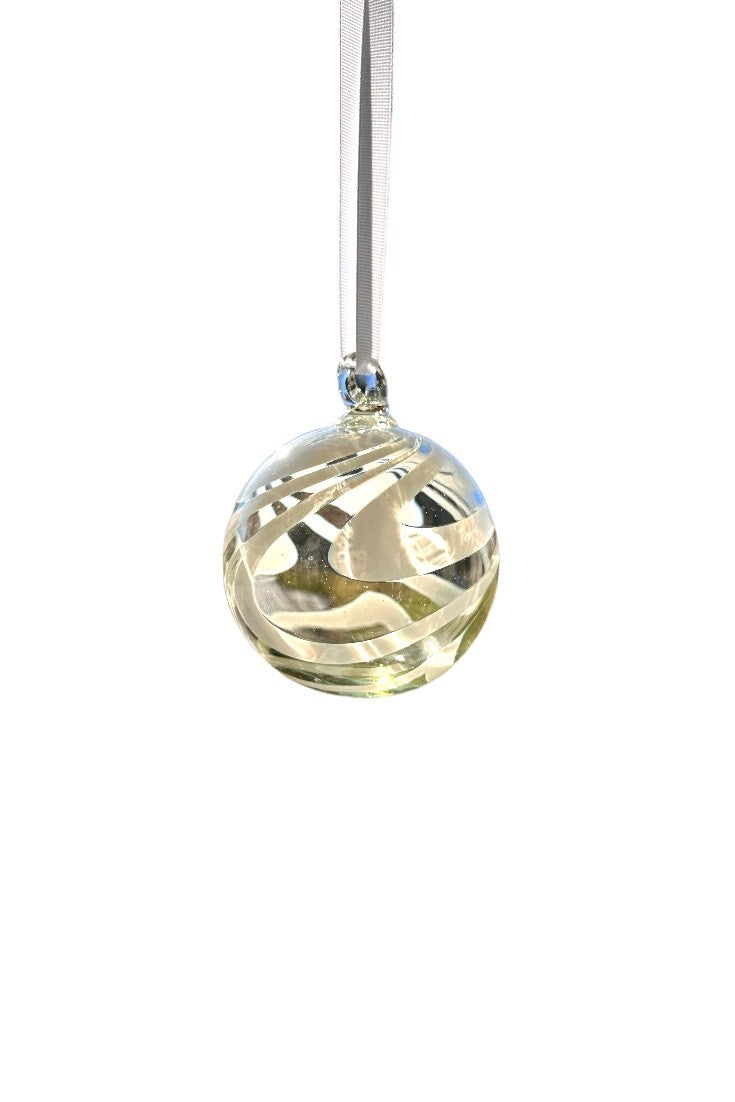 Christmas Ornament White Swirled Worldly Goods Glass