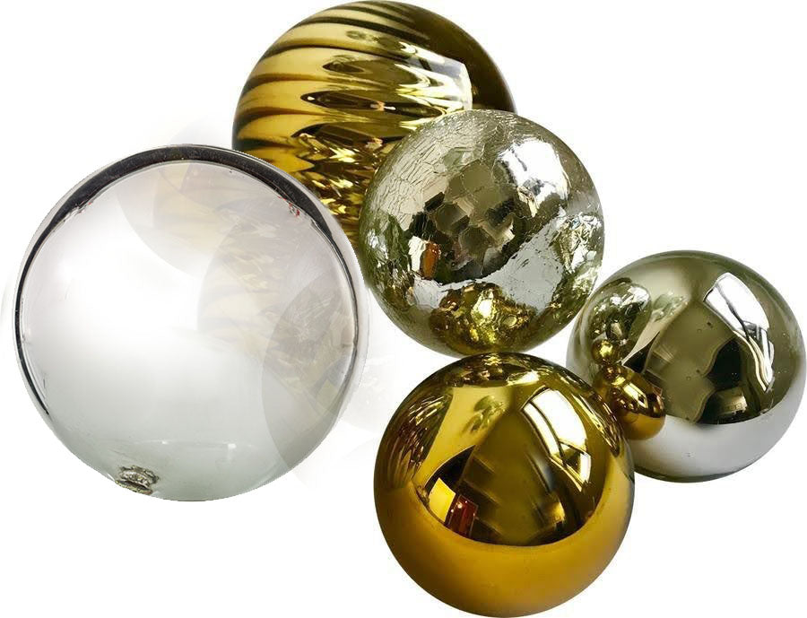 SPHERE SET OF 5-SILVER & GOLD