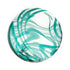 6"  CLEAR W/TEAL SWIRL Glass Ball - Worldly Goods Too