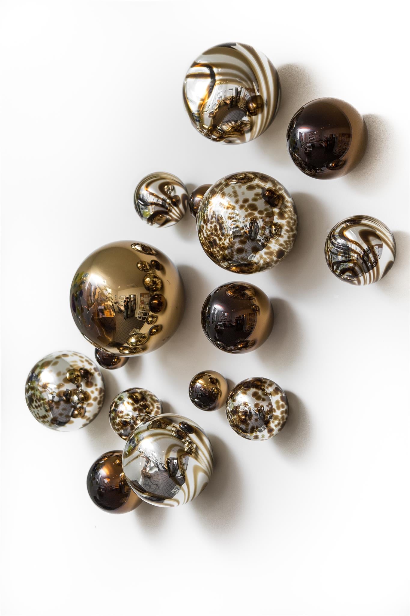 CHOCOLATE PLATED WALL SPHERES SET/13 - Worldly Goods Too