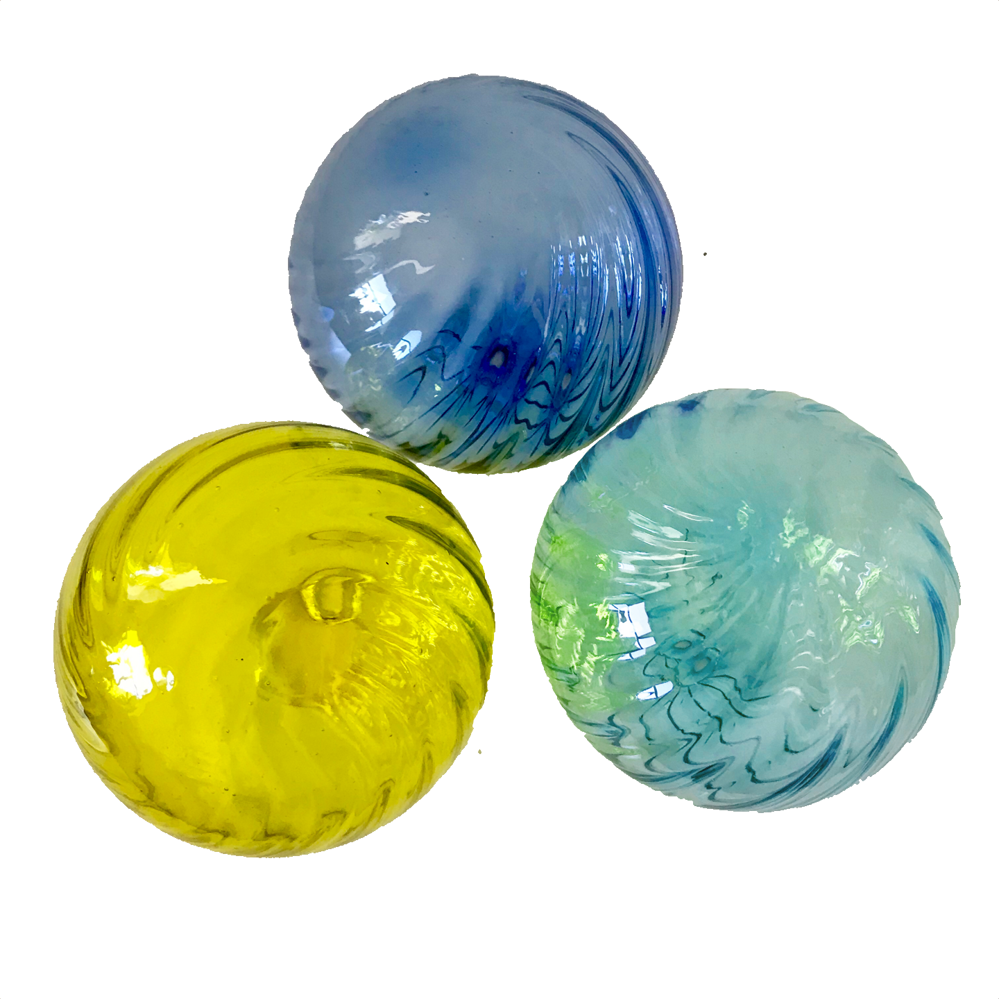 Glass Balls SPHERE SET/3-TWIRLED - Worldly Goods Too