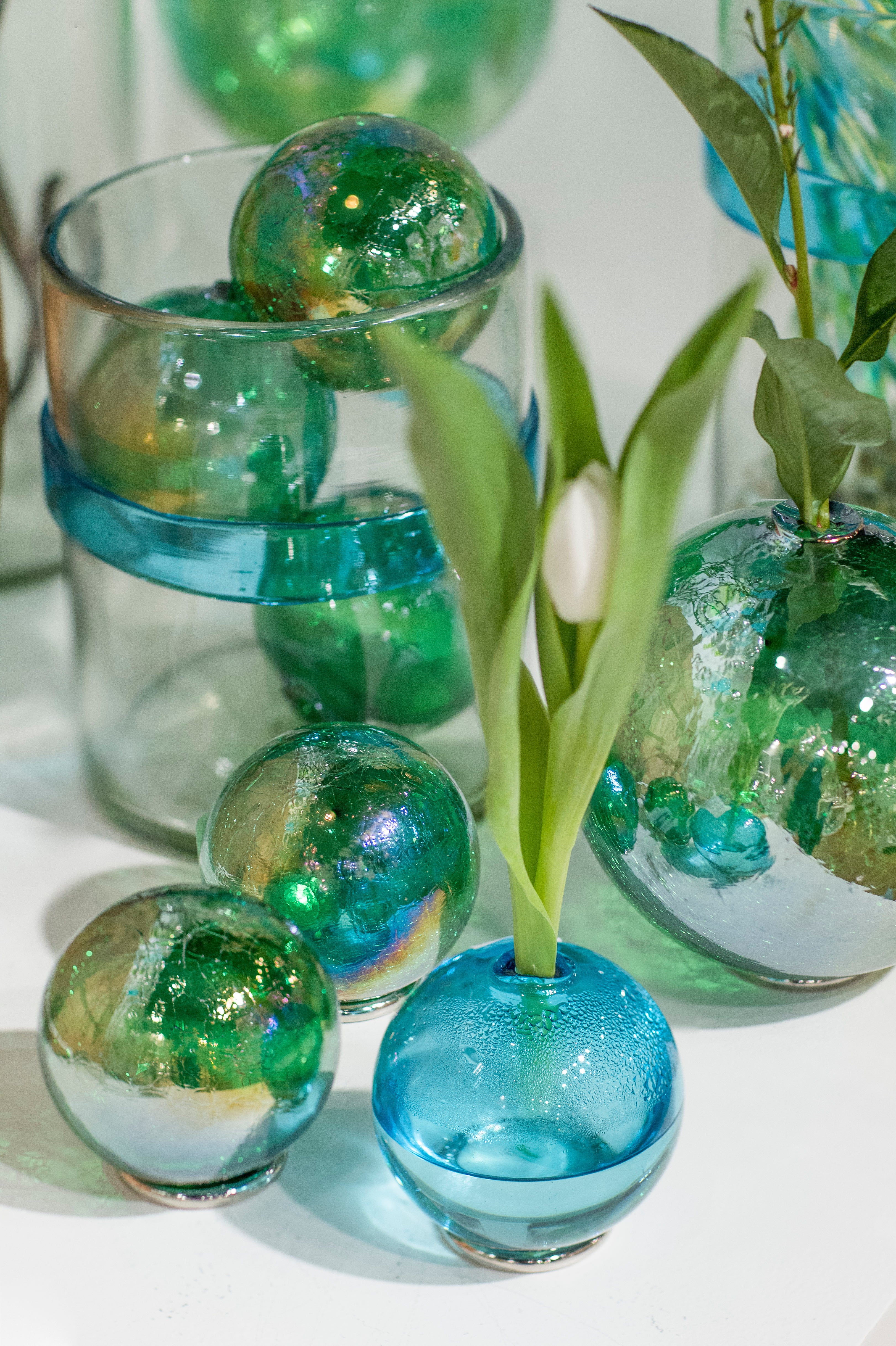 6"  AQUA Glass Ball - Worldly Goods Too