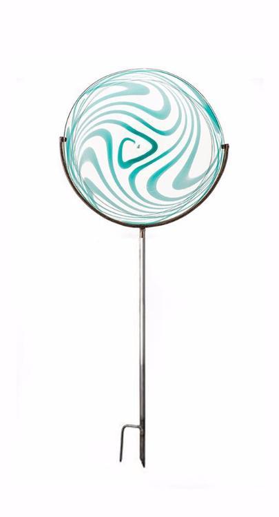 SUN DISC w/GARDEN STAND - TEAL SWIRL - Worldly Goods Too