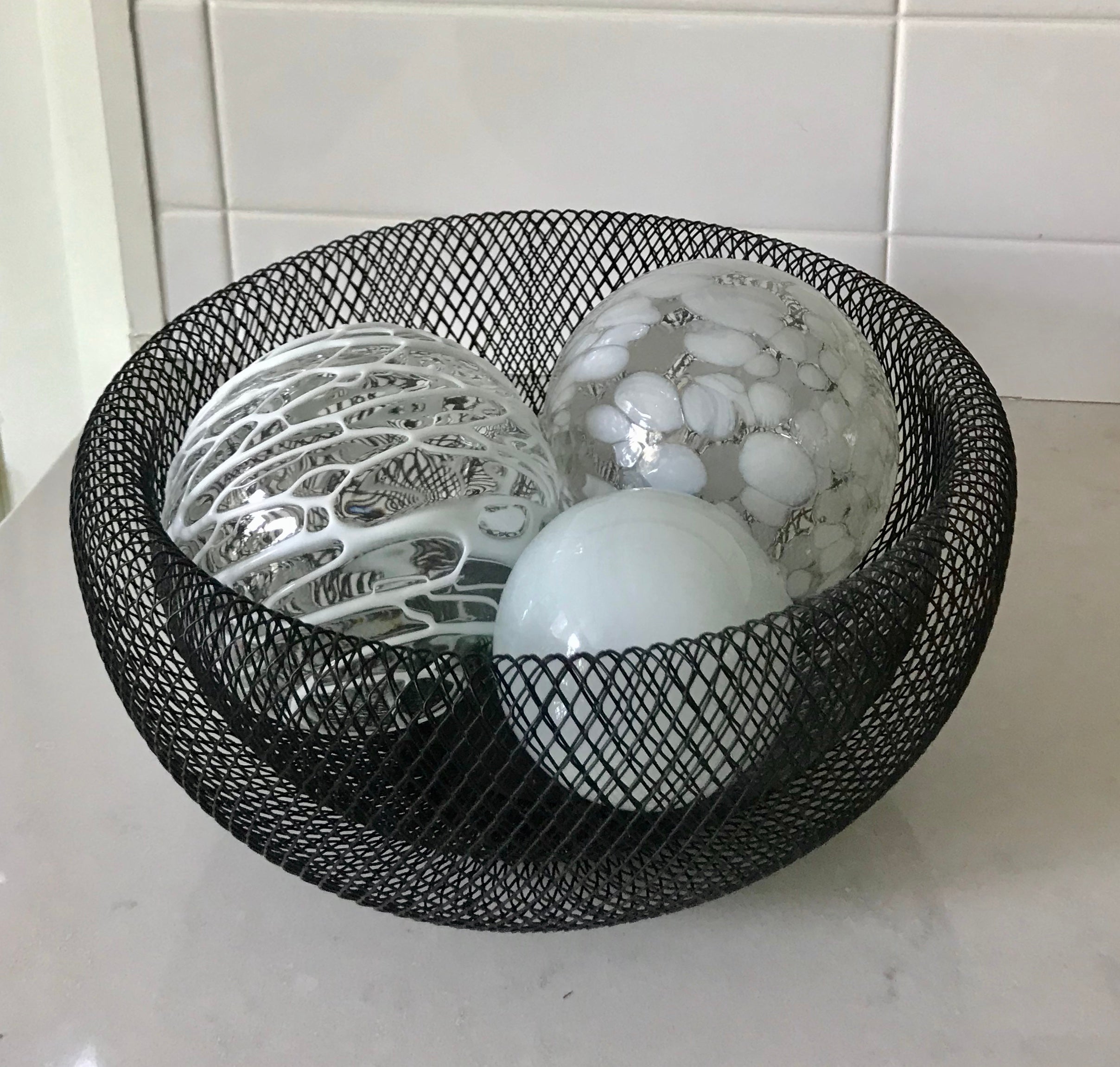 Glass Balls SPHERE SET/3-WHITE - Worldly Goods Too